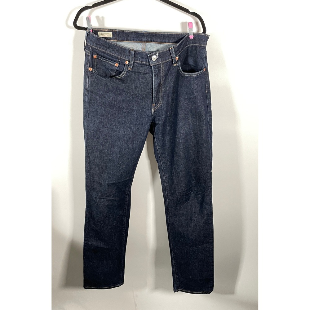 Levis Premium 514 Slim Straight Jeans Mens 32x34 Dark Wash Indigo Denim Pants